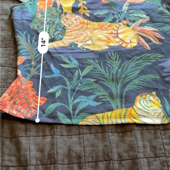 Anthro Maeve Off-Shoulder Knit Top Sz‎ Medium Tiger Jungle Print Cropped - Picture 4 of 6